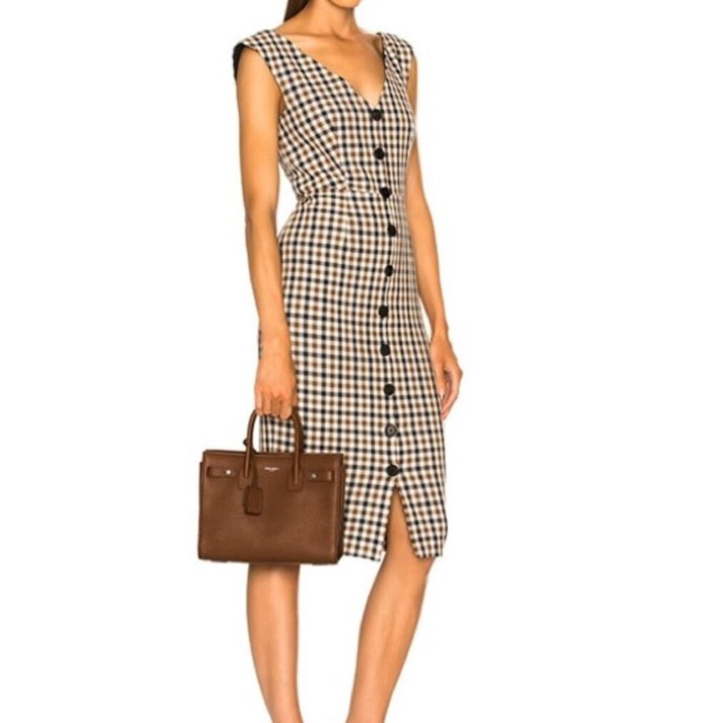 Veronica Beard Dress Lark Size 8 Plaid Check Midi Dress Knee Length $550 NWT